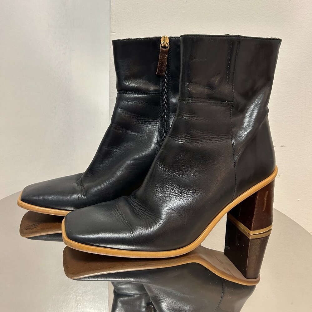 ALOHAS West Vintage Black Leather Ankle Boots